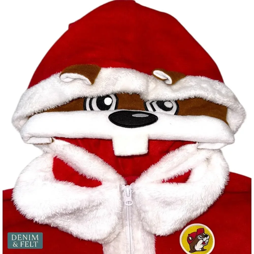 NEW Buc-ee’s Youth Santa Claus Fleece Union Suit Christmas‎ Pajamas Holiday